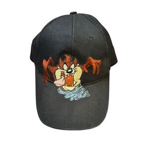 Looney Tunes Vintage 1995 Taz Tasmanian Devil Black Hat Ball Cap Adjustable Back